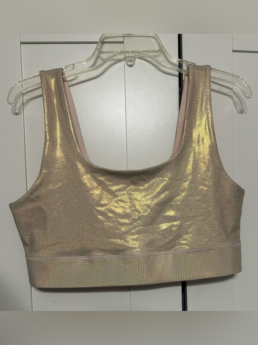 Fabletics Shimmery Gold Scoop Sports Bra